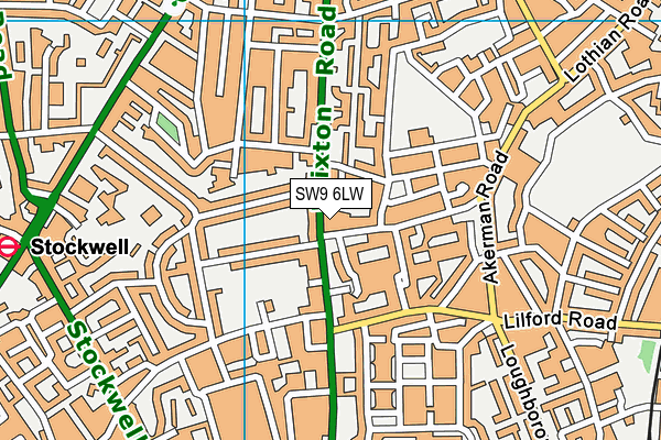 SW9 6LW map - OS VectorMap District (Ordnance Survey)