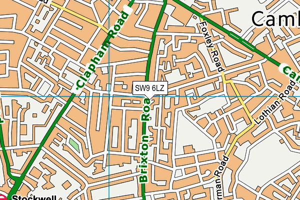 SW9 6LZ map - OS VectorMap District (Ordnance Survey)