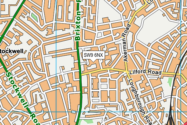 SW9 6NX map - OS VectorMap District (Ordnance Survey)