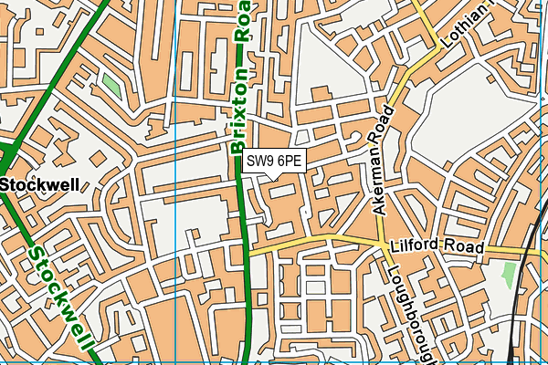 SW9 6PE map - OS VectorMap District (Ordnance Survey)