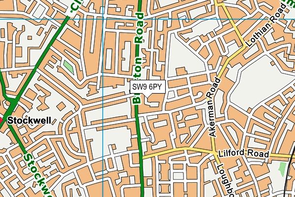 SW9 6PY map - OS VectorMap District (Ordnance Survey)