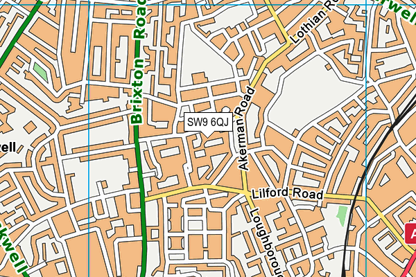 SW9 6QJ map - OS VectorMap District (Ordnance Survey)