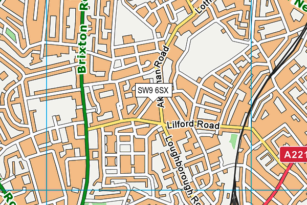 SW9 6SX map - OS VectorMap District (Ordnance Survey)