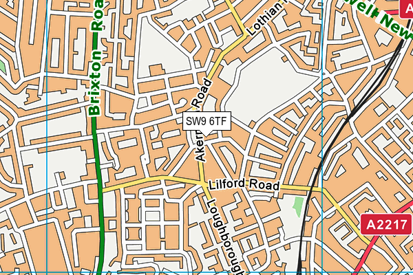 SW9 6TF map - OS VectorMap District (Ordnance Survey)