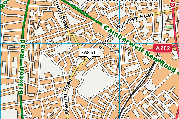 SW9 6TT map - OS VectorMap District (Ordnance Survey)