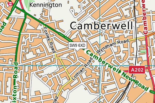 SW9 6XD map - OS VectorMap District (Ordnance Survey)