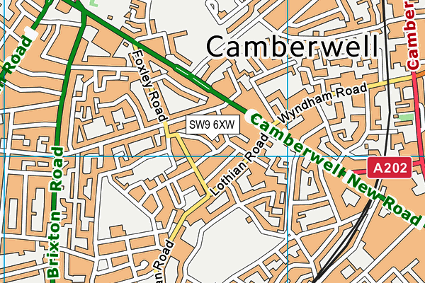 SW9 6XW map - OS VectorMap District (Ordnance Survey)