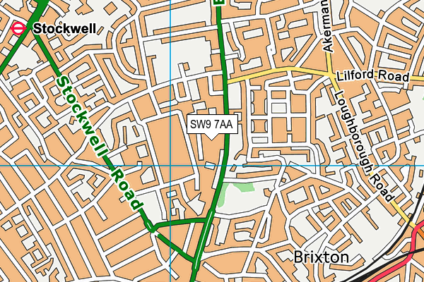 SW9 7AA map - OS VectorMap District (Ordnance Survey)