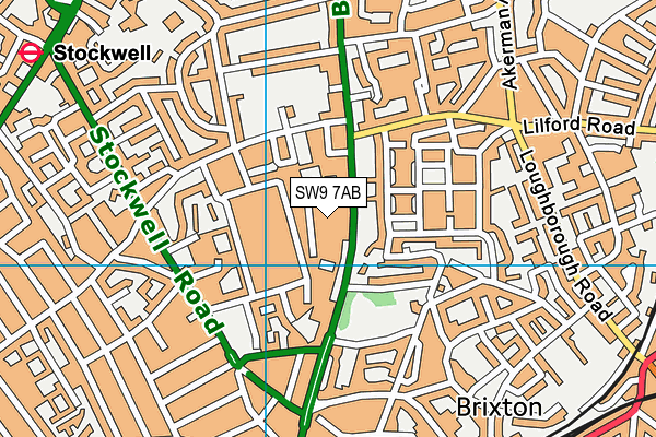 SW9 7AB map - OS VectorMap District (Ordnance Survey)