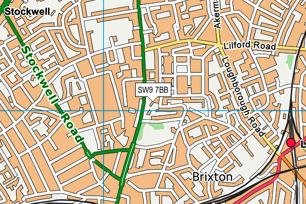 SW9 7BB map - OS VectorMap District (Ordnance Survey)