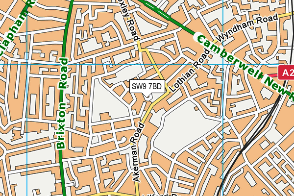 SW9 7BD map - OS VectorMap District (Ordnance Survey)