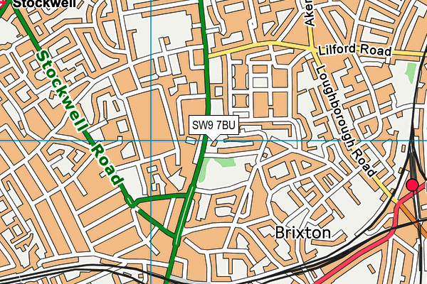 SW9 7BU map - OS VectorMap District (Ordnance Survey)