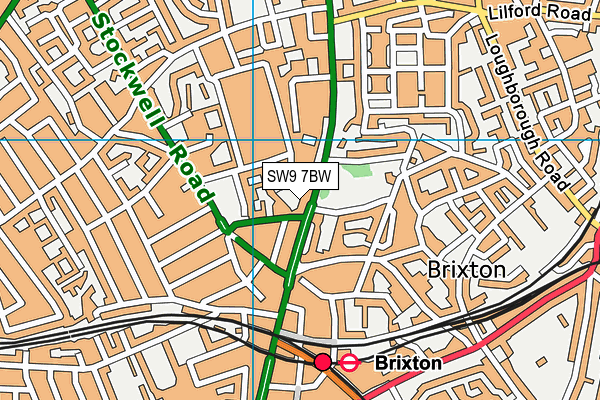 SW9 7BW map - OS VectorMap District (Ordnance Survey)