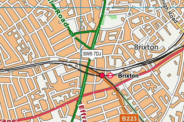 SW9 7DJ map - OS VectorMap District (Ordnance Survey)