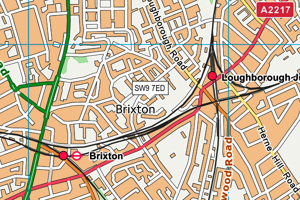 SW9 7ED map - OS VectorMap District (Ordnance Survey)