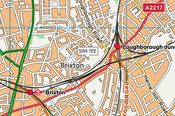 SW9 7EE map - OS VectorMap District (Ordnance Survey)