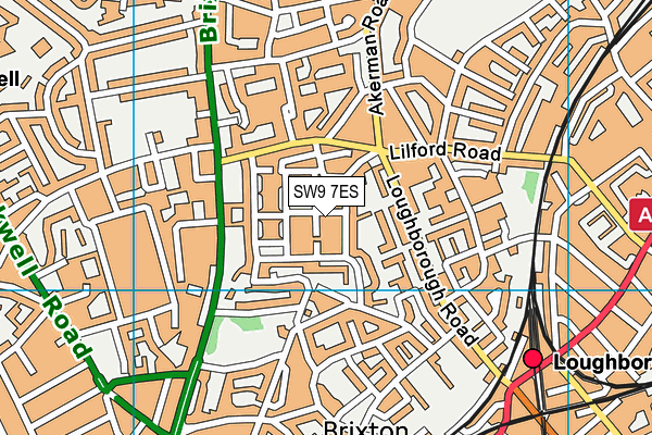 SW9 7ES map - OS VectorMap District (Ordnance Survey)