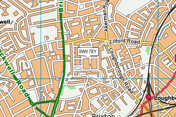 SW9 7EY map - OS VectorMap District (Ordnance Survey)
