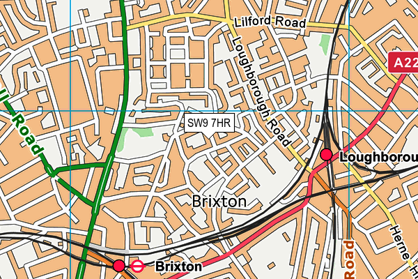 SW9 7HR map - OS VectorMap District (Ordnance Survey)