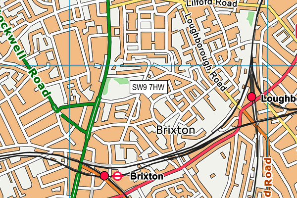 SW9 7HW map - OS VectorMap District (Ordnance Survey)