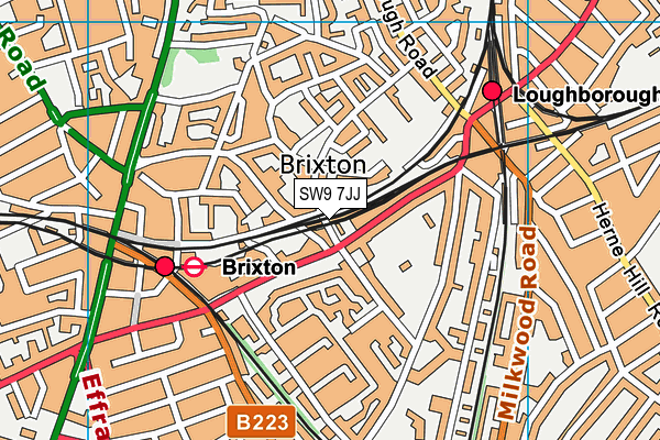 SW9 7JJ map - OS VectorMap District (Ordnance Survey)