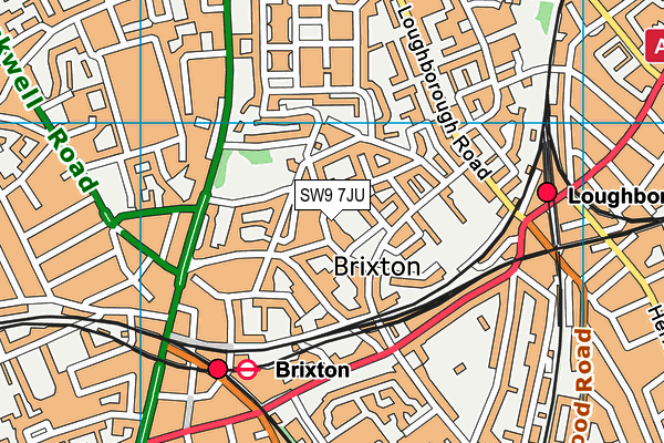 SW9 7JU map - OS VectorMap District (Ordnance Survey)