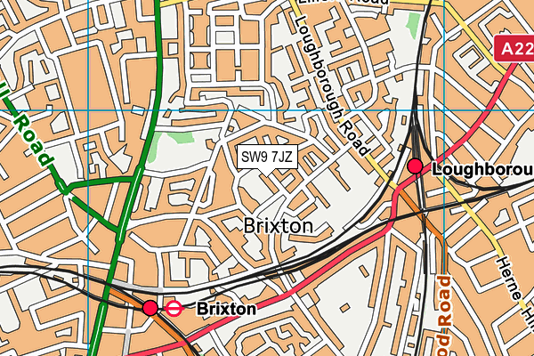 SW9 7JZ map - OS VectorMap District (Ordnance Survey)