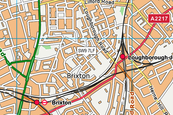 SW9 7LF map - OS VectorMap District (Ordnance Survey)