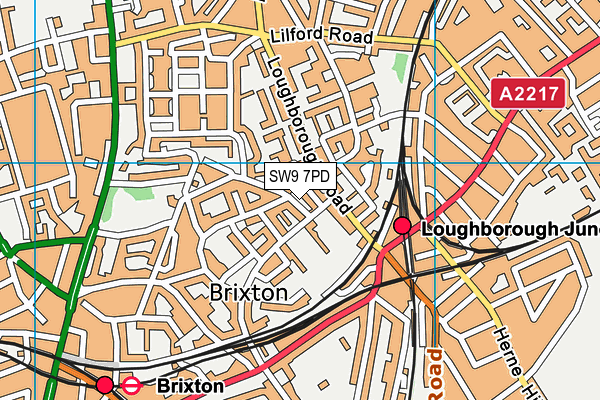 SW9 7PD map - OS VectorMap District (Ordnance Survey)