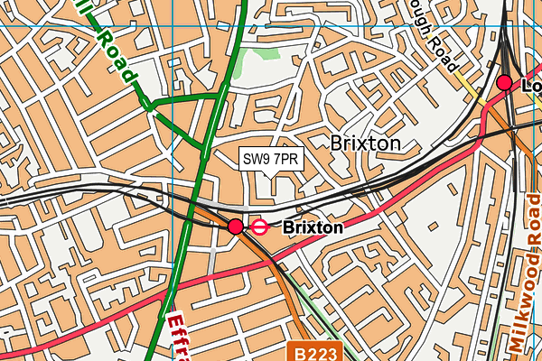 SW9 7PR map - OS VectorMap District (Ordnance Survey)