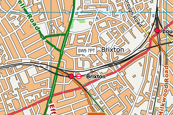 SW9 7PT map - OS VectorMap District (Ordnance Survey)