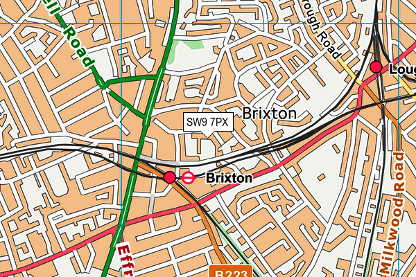 SW9 7PX map - OS VectorMap District (Ordnance Survey)