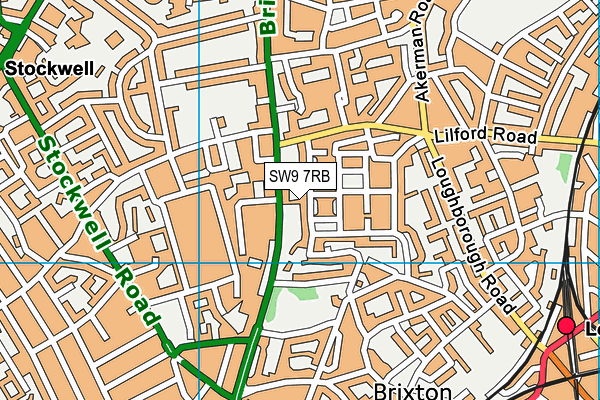 SW9 7RB map - OS VectorMap District (Ordnance Survey)