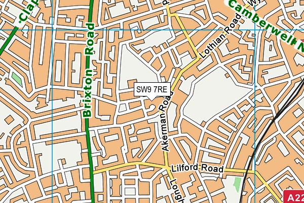SW9 7RE map - OS VectorMap District (Ordnance Survey)