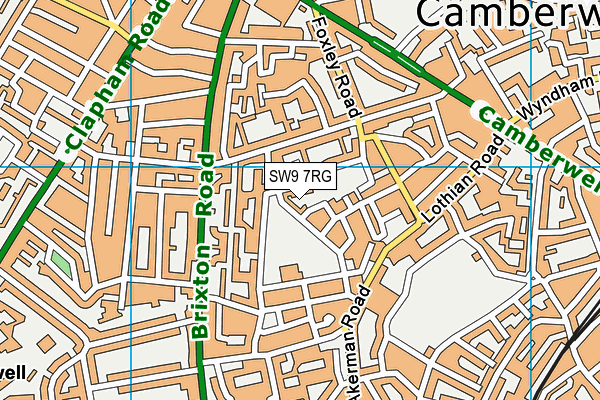 SW9 7RG map - OS VectorMap District (Ordnance Survey)