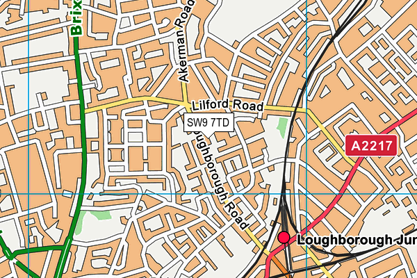 SW9 7TD map - OS VectorMap District (Ordnance Survey)