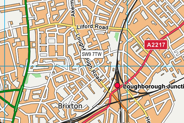 SW9 7TW map - OS VectorMap District (Ordnance Survey)