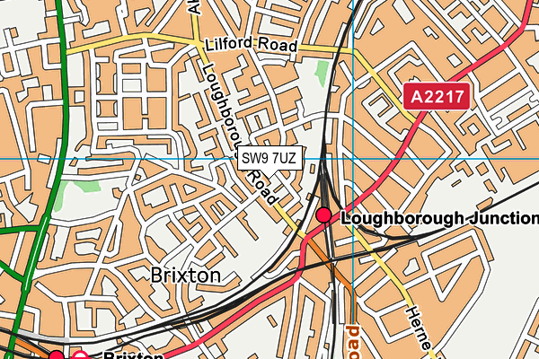 SW9 7UZ map - OS VectorMap District (Ordnance Survey)