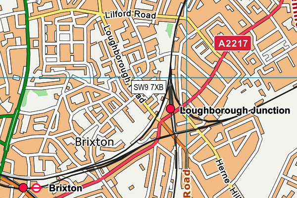 SW9 7XB map - OS VectorMap District (Ordnance Survey)