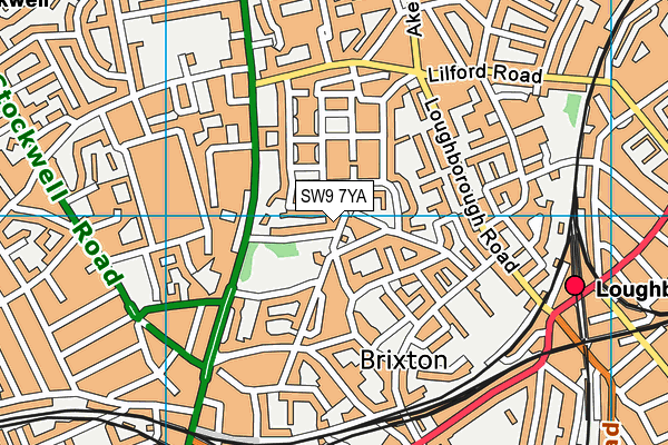 SW9 7YA map - OS VectorMap District (Ordnance Survey)