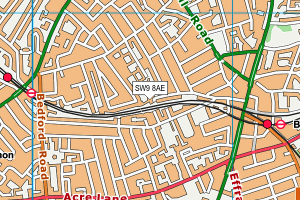 SW9 8AE map - OS VectorMap District (Ordnance Survey)