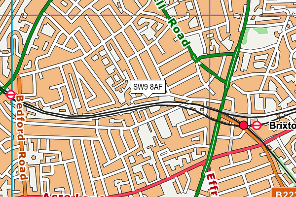 SW9 8AF map - OS VectorMap District (Ordnance Survey)