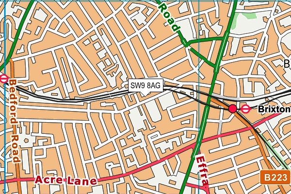 SW9 8AG map - OS VectorMap District (Ordnance Survey)