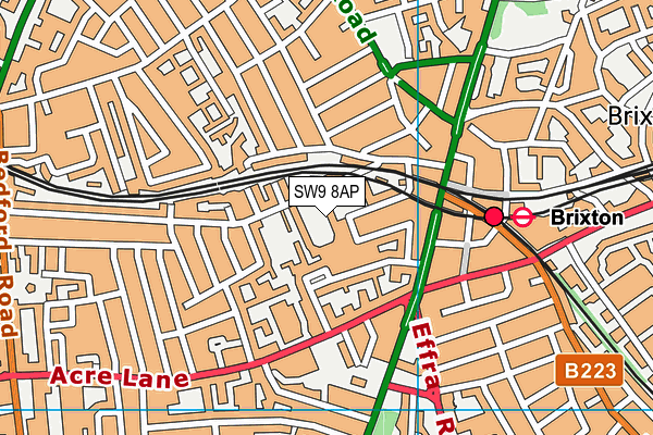 SW9 8AP map - OS VectorMap District (Ordnance Survey)
