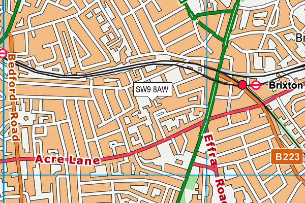 SW9 8AW map - OS VectorMap District (Ordnance Survey)