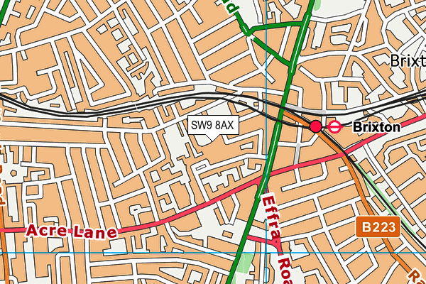 SW9 8AX map - OS VectorMap District (Ordnance Survey)