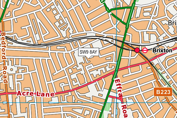 SW9 8AY map - OS VectorMap District (Ordnance Survey)