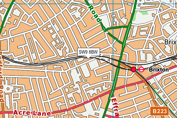 SW9 8BW map - OS VectorMap District (Ordnance Survey)