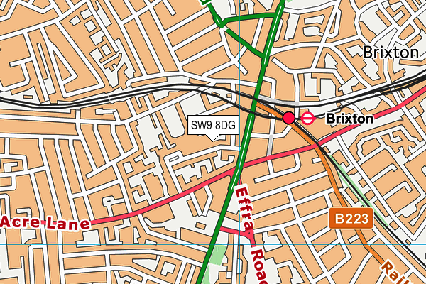 SW9 8DG map - OS VectorMap District (Ordnance Survey)