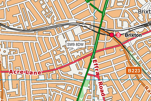 SW9 8DW map - OS VectorMap District (Ordnance Survey)